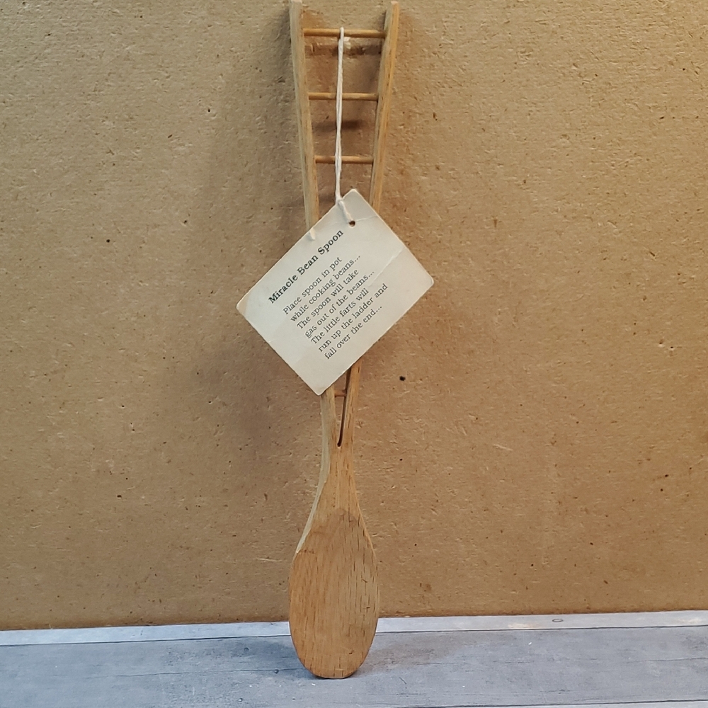 Vintage Miracle Bean Wooden Spoon with Hanging Loop